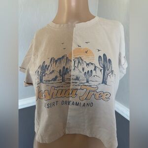 Tan Joshua Tree Short Sleeve Tee with Desert Design
